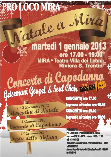 Locandina del concerto al Teatro Villa dei Leoni, Mira (VE), 1 gennaio 2013
